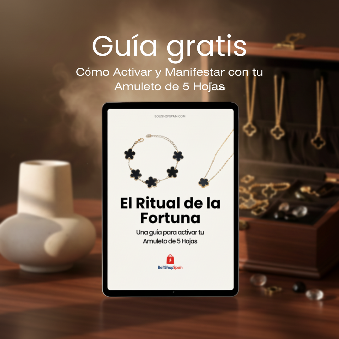 FORTUNA™ 🍀 - Set de Joyas de Trébol de 5 Hojas (Negro y Oro) + 📘 Mini Guía GRATIS para activar tu Amuleto