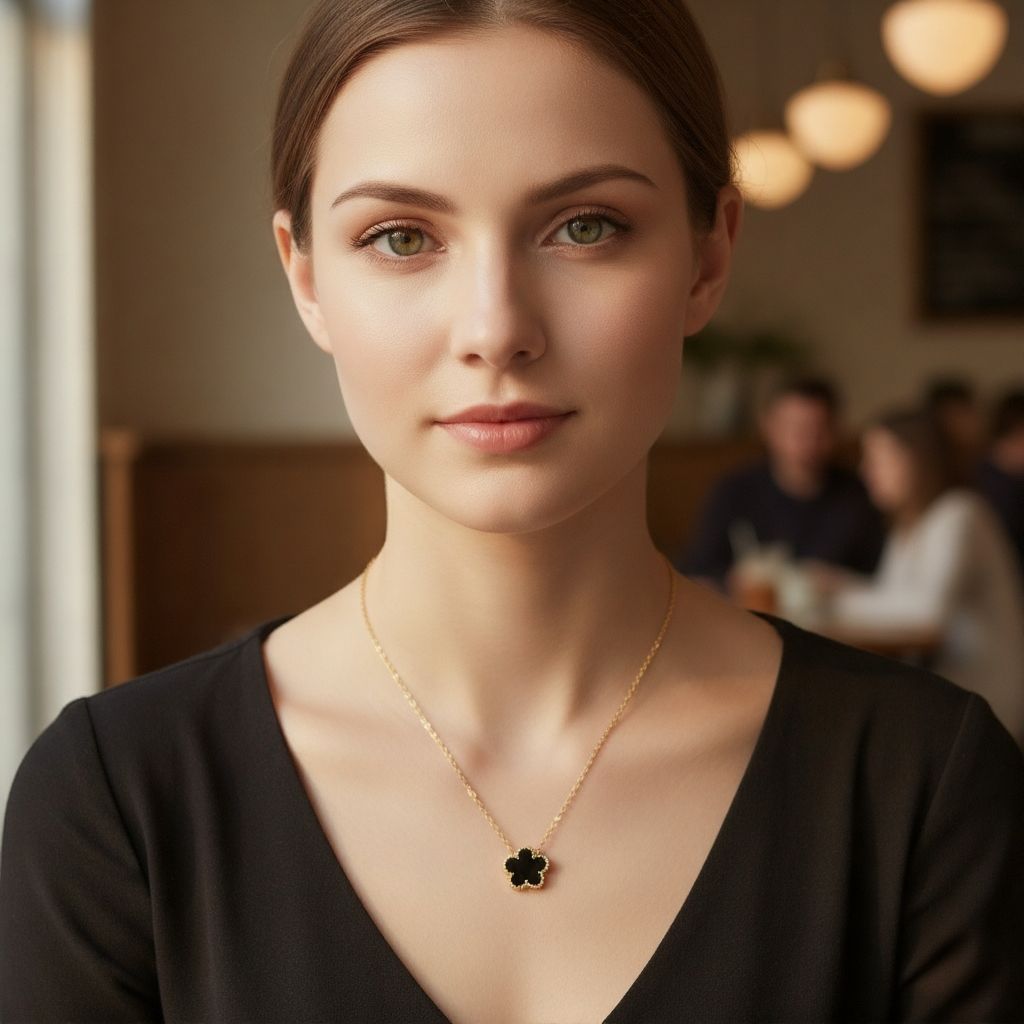 FORTUNA™ - Set de Joyas de Trébol de 5 Hojas (Negro y Oro)